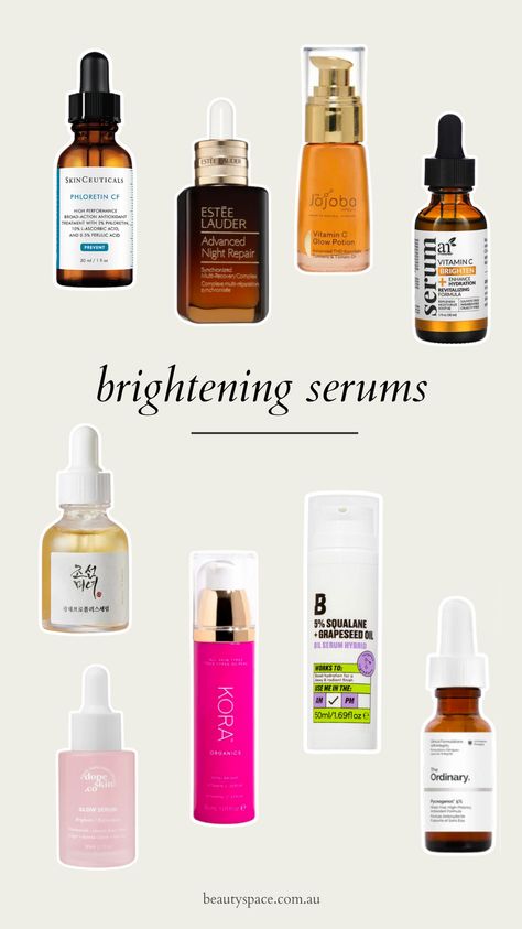 Step up your skincare game with our curated list of 2024's Top Brightening Serums! 🌟 Explore the magic of these game-changing serums that promise to illuminate and even out your skin tone. Whether you're dealing with dullness, dark spots, or just seeking that extra glow, we've got you covered. Dive into our detailed reviews at BeautySpace to find your holy grail serum and start your journey to a brighter, more beautiful complexion. #SkinBrightness #BeautyEssentials #SerumSecrets Serum For Brightening Skin, Face Glow Serum, Products Flyer, Best Brightening Serum, Facial Care Products, Best Serums, Brightening Skincare, Beauty Space, Brightening Skin