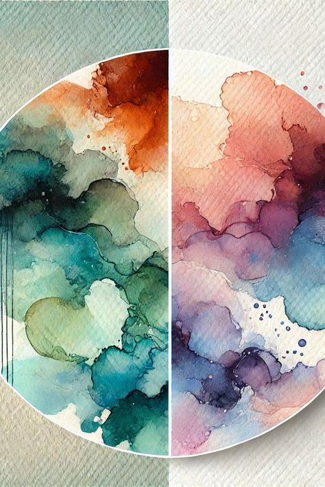 Comparison of opaque and transparent watercolor effects showing color layering and depth for Opaque vs Transparent Watercolors. Watercolor Blending, Watercolor Exercises, Watercolor Mixing, Watercolor Tips, Watercolor Subjects, Diy Watercolor Painting, Watercolor Wash, Diy Watercolor, Watercolor Effects