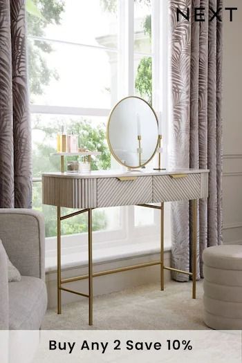 Bedroom Furniture | Bedroom Furniture Sets | Next UK Neutral Bedroom Vanity, Dressing Table With Drawers Uk, Marble Top Dressing Table, Modern Makeup Vanity Ideas, Dressing Table In Front Of Window, Dressing Table Under Window, Make Up Table Ideas, Mini Dressing Table, Vanity Goals