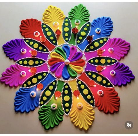 Latest Rangoli Design For Diwali, Rangoli Designs Latest Unique Theme, Diwali Rangoli Designs Unique Big Size, Kalichaudas Rangoli, Beautiful Rangoli Designs Latest, Circle Rangoli, Diwali Board, Cute Rangoli, Rangoli Big