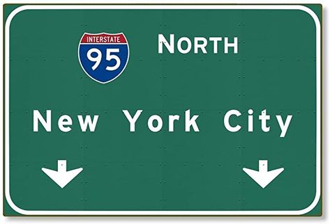 Amazon.com: Tin Sign 8x12 inches American Yesteryear I-95 Interstate NYC New York City ny Metal Highway Freeway Sign: Home & Kitchen Welcome To Nyc Sign, Nyc Street Signs, Nyc Banner, New York Street Signs, New York Street Sign, Wall Posters Printables, New York Sign, Street Signage, Ny Poster