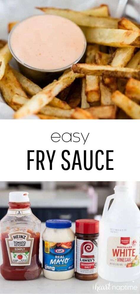 Easy homemade fry sauce made with just 4 simple ingredients. This sauce has tons of flavor and is perfect for dipping french fries! #fries #frenchfries #frysauce #sauce #frenchfrysauce #ketchup #mayo #easyrecipe #recipes #iheartnaptime French Fry Sauce Recipe Easy, French Fry Sauce, Fry Sauce Recipe, Appetizing Food, Halloween Food Dinner, Homemade Dips, Homemade Fries, French Fries Recipe, I Heart Naptime