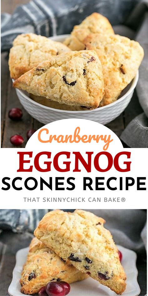 Scones Ideas, Eggnog Scones Recipe, Scones Cranberry, Eggnog Scones, Cranberry Desserts, Scones Recipe Easy, Eggnog Recipe, Scones Recipe, Egg Nog