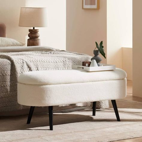 Storage Bench For Bedroom, Bench For Bedroom, Ikea Apartments, Sitting Bench, Ottoman With Storage, Storage Bench Bedroom, Writing Desk With Drawers, Bedroom White, End Of Bed Bench