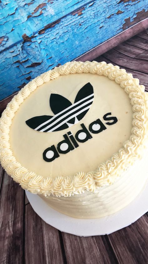 Vanilla Rum Adidas Cake. Click our website to order yours Adidas Birthday Cake, Adidas Cake Ideas, Nike Cake, Vanilla Rum, Online Bakery, Dessert Cakes, Graduation Cupcake Toppers, Birthday Cake For Him, 16 Birthday Cake