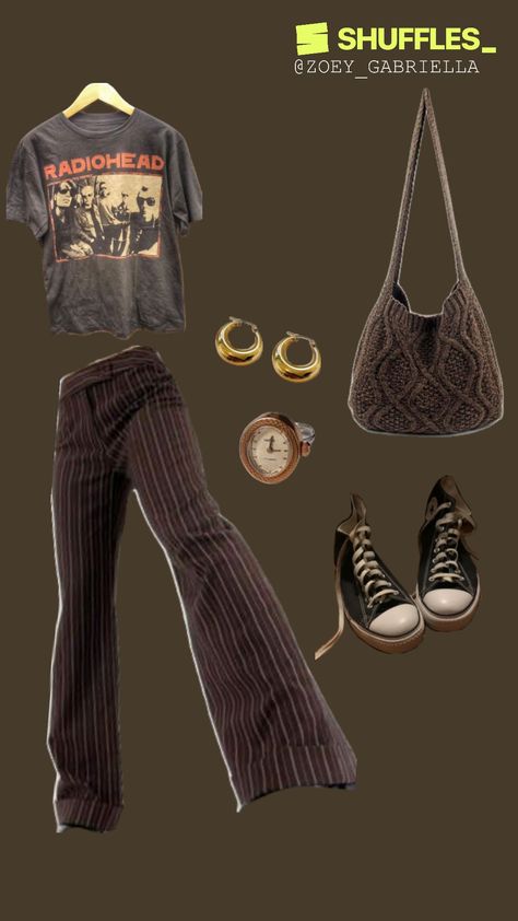 super cute school fit🕷️ #schoolfit #outfitinspo #radiohead #stripes #crotchet #converse School Fit, Radiohead, Converse, Super Cute, Stripes