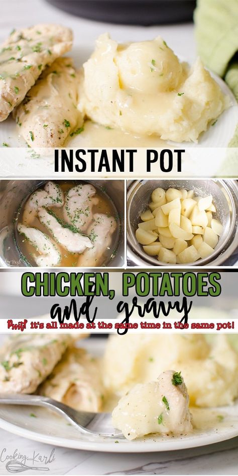 Mashed Potatoes With Gravy, Chicken And Mashed Potatoes, Potatoes And Gravy, Chicken Mashed Potatoes, Cooking With Karli, Instant Pot Recipes Chicken, Chicken Potatoes, Easy Instant Pot Recipes, Instant Pot Dinner Recipes