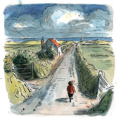 Road Illustration, Edward Ardizzone, Watercolor Cottage, Quentin Blake, The Wanderer, Children's Illustration, Childrens Books Illustrations, Illustrator Artist, Long Road