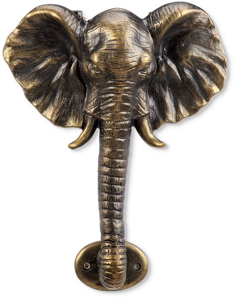 Elephant Doorknocker, SPI-San-Pacific-International-All-Products, 34248 - AllSculptures.com Inset Hinges, Outdoor Garden Statues, Iron Accents, Door Detail, Garden Lanterns, Fireplace Screens, Africa Safari, Bronze Patina, Door Knocker