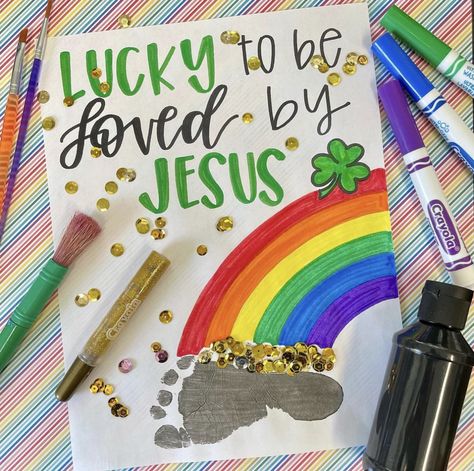 At Patrick’s Day Crafts For Babies, Rainbow Footprint Art, St Patrick's Day Crafts For Infants, St Patricks Day Footprint Crafts, St Patrick’s Day Footprint Art, St Patrick’s Day Art For Toddlers, St Patricks Day Handprint Art, St Patrick’s Day Handprint Art, Infant St Patricks Day Art