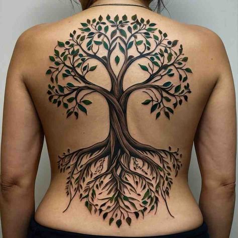 47 Classy Tattoos for Women Over 40: Timeless and Elegant Designs Back Tree Tattoo, Woman Tree Tattoo, Classy Tattoos For Women, Feminine Back Tattoos, Tree Tattoo Designs, Vine Tattoos, Minimalist Beauty, Classy Tattoos, Back Tattoo Women