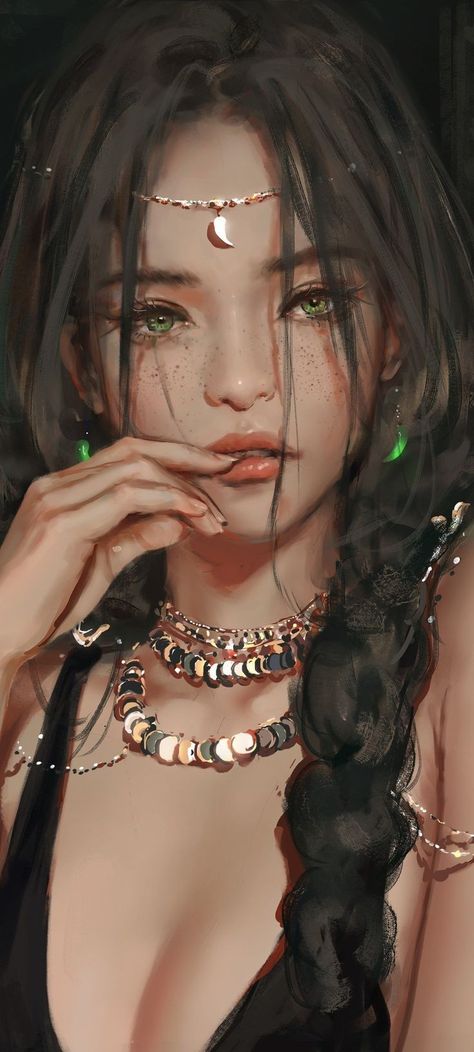 Princess Aeolian, Black Hair Green Eyes Girl, Computer Painting, Air Genasi, Ghost Blade, Slytherin Style, Beta Reader, Brunette Green Eyes, Black Hair Green Eyes