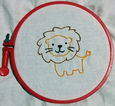 Lion Embroidery Design, Embroidery Lion, Vintage Nakışlar, Lion Embroidery, Crochet Lion, Big Little Gifts, Simple Embroidery Designs, Baby Embroidery, Stitch Book