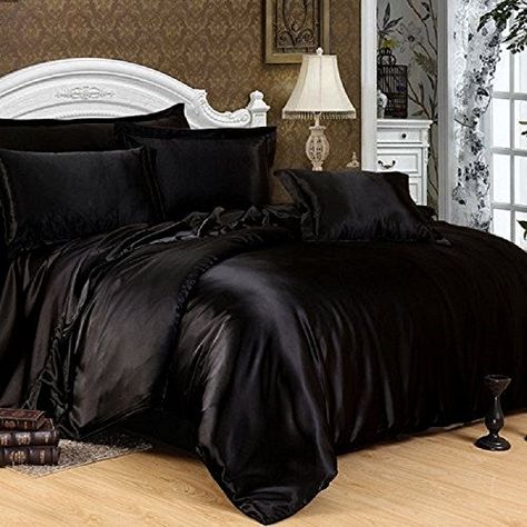 Black Bed Set, Silk Duvet, Black Comforter, Black Bed Linen, Silk Duvet Cover, Cheap Bedding Sets, Silk Bedding Set, Grey Linen Bedding, Cheap Bedding