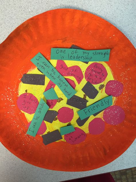 Self esteem pizza  For this activity I start out by asking first if the children like pizza and then what toppings they get on their pizza. Make sure to clarify you are making a p... Self Esteem Activities, Pizza Art, Social Skills Groups, Elementary Counseling, Social Emotional Learning Activities, Social Skills Activities, Teaching Social Skills, School Social Work, Activities For Teens