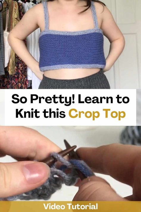 Learn how to knit this crop top by watching this video tutorial. This top is very beautiful, easy and quick to make. The creator of this video will teach you step by step how to do it so that the result of your knitting looks incredible.This tutorial is perfect for beginners, you can also get creative and choose the color of yarn that you like the most to make a unique and beautiful top. Knitted Crop Top Sweater Pattern Free, Knit Crop Top For Day Out, Free Knit Crop Top Pattern, How To Knit A Crop Top Tutorial, Crop Tops Knitting Patterns, Free Crochet Top Patterns, Learn To Knit, Stylish Scarves, Crochet Tops Free Patterns