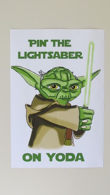 Star Wars Game - Pin the Light Saber on Yoda Star Wars Essen, Star Wars Party Games, Finn Star Wars, Yoda Party, Star Wars Printables, Star Wars Cookies, Teddy Grahams, Star Wars Quotes, Star Wars Cake