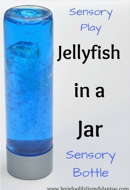 Sensory Play Activities: Jellyfish in a Jar Sensory Bottle Jellyfish Sensory Bottle, Jelly Fish In A Bottle, Jelly Fish Activities, Nature Sensory Bottles, Circus Sensory, Jellyfish In A Jar, Ocean Preschool Activities, Jellyfish In A Bottle, Rainbow Sensory Bottles