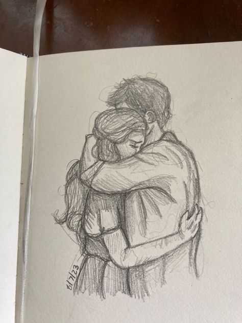 Drawing About Missing Someone, Drawing Ideas For Friendship, Boyfriend And Girlfriend Sketches, Breakup Sketching, Dark Romance Sketches, Cute Simple Drawings For Boyfriend, Blind Love Art, Drawings With Emotion, How To Draw A Hug