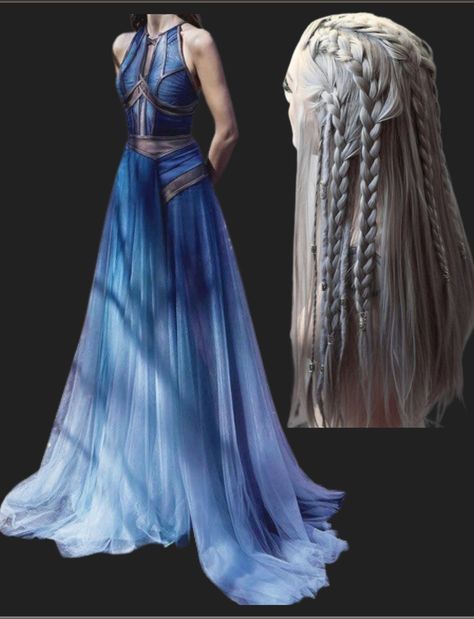 Game Of Thrones Blue Dress, Game Of Thrones Oc Outfit, Game Of Thrones Fashion Dresses, Water Queen Dress, Alicent Hightower Wedding Dress, Ocean Fantasy Dress, Game Of Thrones Gowns, Targaryen Outfit Dresses, Summer Court Dress