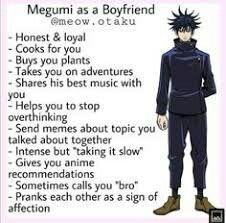 Megumi As Your Boyfriend, Megumi As A Boyfriend, Megumi Headcanons, Anime Headcanons, Boyfriend Anime, As A Boyfriend, Boyfriend Best Friend, Jujitsu Kaisen, Megumi Fushiguro