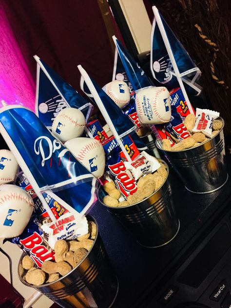 Dodger Theme Birthday Party Centerpiece Ideas, Dodgers Birthday Party Decorations, Baseball Dinner Centerpieces, Baseball Party Centerpieces Target, Dodger Party, Dodgers Party, Baseball Centerpiece, Shower Steamers Diy, Centerpieces Table