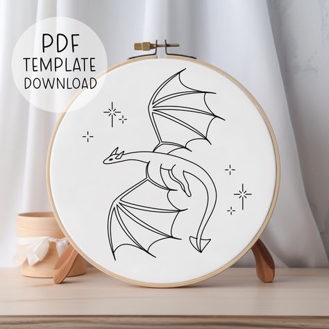 Dragon Embroidery Pattern, Fantasy Embroidery Design, Wyvern Embroidery Pattern Mythical Creatures Embroidery Pattern, Nerd Embroidery Cute Nerd Embroidery, Dragon Embroidery Pattern, Fantasy Embroidery, Cute Baby Dragon, Cat Lover Birthday, Dragon Embroidery, Magical Creature, Embroidery Template, Embroidery Hand