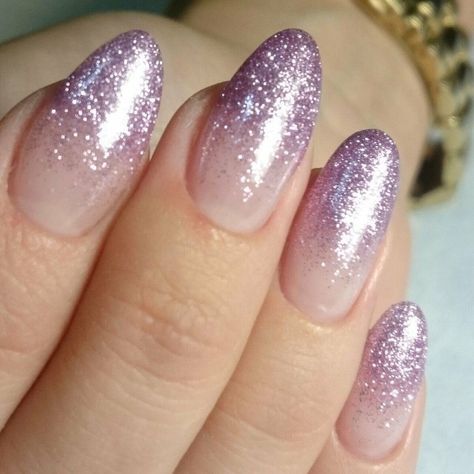 Lavender Glitter French Tip Nails, Purple Sparkle Ombre Nails, Lilac Sparkle Nails, Ombre Silver Nails, Purple Glitter Nails Acrylic, Silver And Purple Nails, Lilac Nails With Glitter, Purple Sparkle Nails, Rapunzel Nails