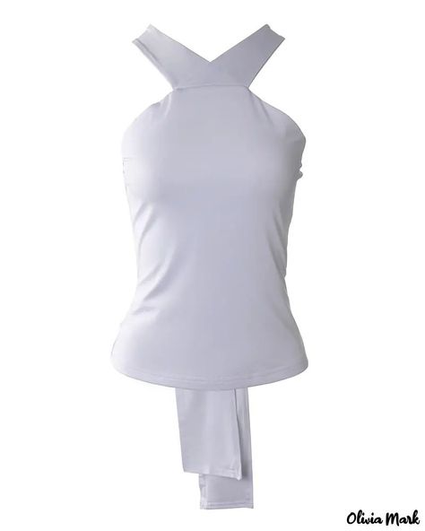 Olivia Mark - Criss-Cross Backless Tied Top - white - "unit": "S", "bust": "79.0", "top length": "39.6", "top waist": "64.0";"unit": "M", "bust": "83.1", "top length": "39.9", "top waist": "68.1";"unit": "L", "bust": "87.1", "top length": "40.1", "top waist": "71.9" Floral Lace Tank Top, Backless Blouse, Backless Top, Estilo Chic, Front Tie Top, Lace Tank Top, Lace Tank, Top Fabric, Style Chic