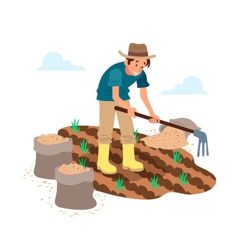 Organic farming with man on field | Free Vector #Freepik #freevector #green #nature #earth #mother Umibe No Onnanoko, Farm Cartoon, Farmers Day, Leaf Projects, Farm Design, Black Panther Marvel, Cartoon Background, Organic Farming, Cute Illustration