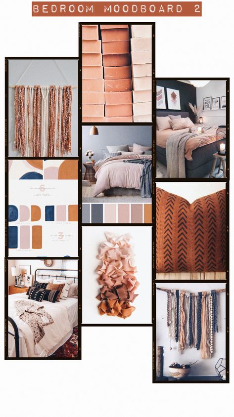 Navy Sage Rust Color Palette, Rust And Beige Bedroom, Grey And Rust Bedroom Ideas, Navy And Rust Bedroom, Rust Bedroom, Cream Bedroom Ideas, Grey Upholstered Bed, Sage Bedroom, Lavender Bedroom