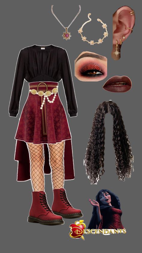 Descendants OC Descendants Clothes, Descendants Oc, Descendants Costumes, Mother Gothel, Movie Inspired Outfits, Halloween Party Outfits, Disney Inspired Outfits, Fandom Outfits, Disney Descendants