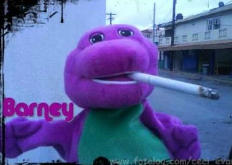 Funny Barney Pictures, Buff Barney, Barney Icon, Barney Meme, Rabbit Invasion Aesthetic, Dino Meme, Elmo Memes, Attractive Black Men, Little Miss Characters