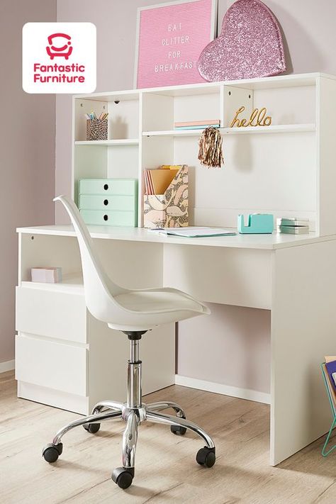 Organic Desk, Desk For Girls Room, Study Table Ideas, Teen Room Designs, Study Table And Chair, Study Table Designs, Organizer Desk, Study Desk Decor, Desk With Hutch