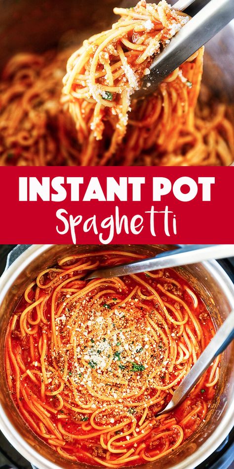 Pressure Cooker Spaghetti, Instant Pot Spaghetti, Instant Pot Pasta Recipe, Easy One Pot Meals, Best Instant Pot Recipe, Easy Homemade Recipes, Instant Pot Dinner Recipes, Easy Instant Pot Recipes, Penne Pasta