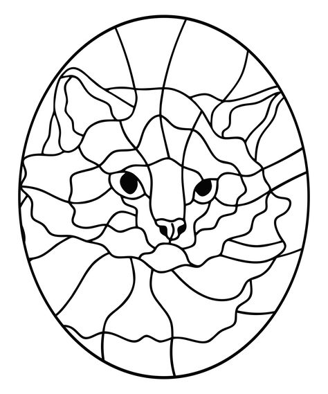 Cat Stained Glass Patterns Stained Glass Cat Patterns, Hummingbird Patterns, Dragonfly Patterns, Coloring Pages For Adults Unique, Printable Butterflies, Mandala Coloring Pages For Adults, Stained Glass Cat, Easy Mosaic, Pola Topi