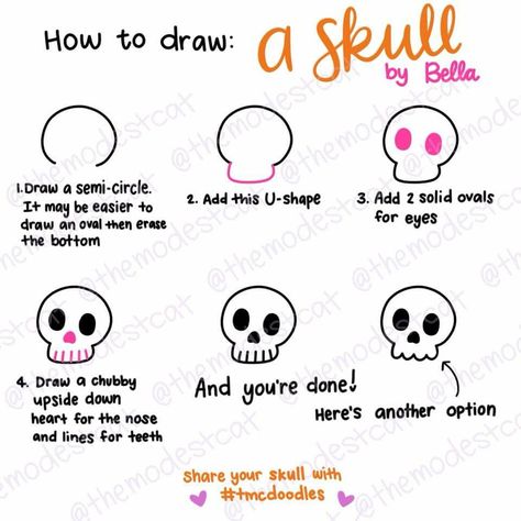 Witchy Drawing Ideas, Cat Easy Drawing, Witchy Doodles, Drawing Ideas Doodles, Spooky Activities, Bullet Journal Halloween, Trin For Trin Tegning, Easy Halloween Drawings, Doodles Easy