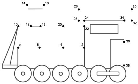 Train #3 - Connect the Dots, count by 2's (Transportation) Preschool Connect The Dots, Transportation Dot Marker Printables, Connect Dots 1-5, Connect The Dots Printable Difficult Free, Transportation Puzzle Printable, Join The Dots, Counting In 2s, Counting By 2's, Dot To Dot Printables