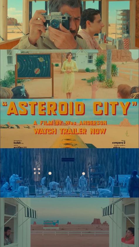 Asteroid City Wes Anderson Poster, Asteroid City Poster, Asteroid City Wes Anderson, Wes Anderson Cinematography, Wes Anderson Movies Posters, Wes Anderson Aesthetic, Asteroid City, Wes Anderson Style, Movie Collage