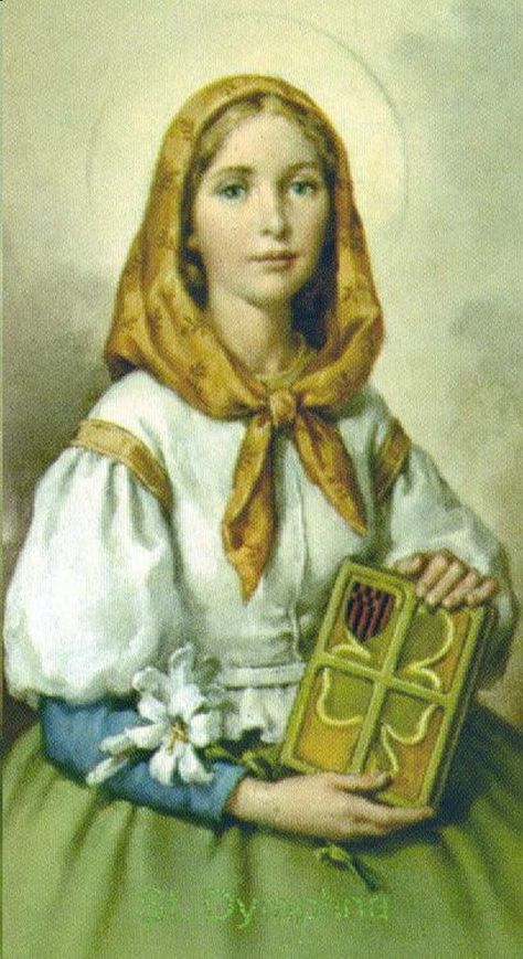 St. Dymphna - Flees from Inces is listed (or ranked) 8 on the list The 8 Most Brutal Deaths of Saints Saint Dymphna, St Dymphna, Vintage Holy Cards, Catholic Art, Prayer Cards, Patron Saints, Blessed Mother, Roman Catholic, Catholic Faith