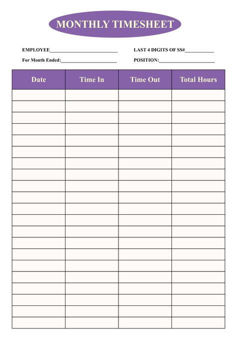 Printable Simple Timesheet Template Employee Time Sheet Printable Free, Free Printable Time Sheets, Time Card Template, Weekly Time Sheet Free Printable, Monthly Time Sheet Printable, Timesheets Template Free Printable, Time Cards Printable Employee, Time Sheets Printable Templates, Time Sheet Printable Employee