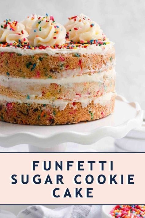 Giant Sugar Cookie, Funfetti Cake Recipe, Sugar Cookie Cake, Header Text, Cookie Birthday, Sugar Cookie Cakes, Funfetti Cookies, Sprinkles Recipe, Homemade Frosting