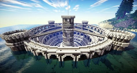 Water Coliseum - Imgur Minecraft Epic Builds, Minecraft Bases, Minecraft Underwater, Mega Base, Minecraft Building Guide, Rumah Minecraft Sederhana, Minecraft Structures, Minecraft Interior Design, Minecraft Castle