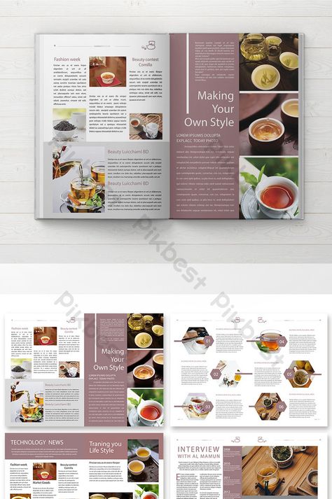 Tea Magazine Layout, Food Magazine Layout, Poster Design Kids, Catalogue Design Templates, Catalog Design Layout, Recipe Book Design, Menu Design Inspiration, Newsletter Layout, Magazine Design Inspiration