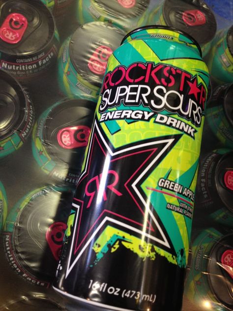 ROCKSTAR SUPER SOURS                   GREEN APPLE Rockstar Drink, Best Energy Drink, Rockstar Energy Drinks, Energy Smoothies, Rockstar Energy, Drink Aesthetic, Twin Souls, 3d Printer Diy, 3dprinting Design