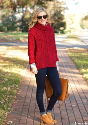 Creative Outfit Ideas, Red Sweater Outfit, Madewell Handbags, Winter Sweater Outfits, Outfits Con Jeans, Over 60 Fashion, Sweater Outfit, 60 Fashion, Fall Layers