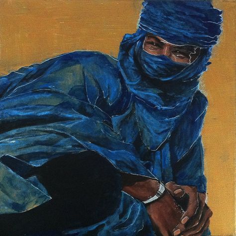 Tuareg on gold by RedAbsinthium Arabian Decor, Tuareg People, 3 Paintings, Persian Warrior, The Bible Movie, African Art Paintings, Islamic Artwork, African Diaspora, Realism Art