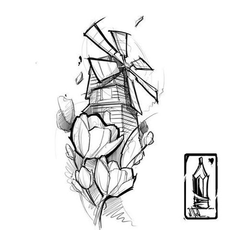 Резултат с изображение за windmill tattoo graphic #tattoographic Windmill And Tulips Tattoo, Dutch Windmill Drawing, Dutch Inspired Tattoos, Amsterdam Tattoo Ideas, Dutch Tattoo Ideas, Windmill Tattoo, Windmill Drawing, Dutch Tattoo, Amsterdam Tattoo