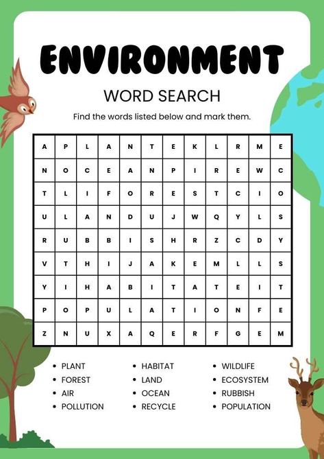 Environment Worksheet For Grade 2, Environment Vocabulary English, Pollution Worksheets For Kids, Environment Worksheets For Kids, Our Environment Worksheet, Pollution Activities Worksheets, Science Word Search, Environment Activities, Improve Reading Comprehension