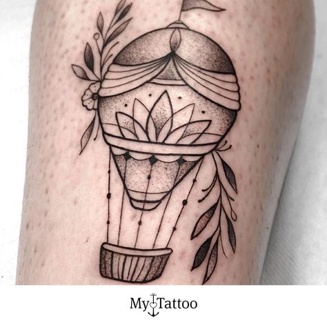 Hotairballoon Tattoo, Air Balloon Tattoo, Balloon Tattoo, Vintage Hot Air Balloon, Dot Work Tattoo, Boy Tattoos, Tattoo Model, Skin Art, Tattoo Styles